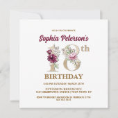 Roos Floral S 18th Birthday Party Invitation Kaart (Voorkant)