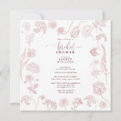 Roos Floral Script Square Shower Kaart (Voorkant)