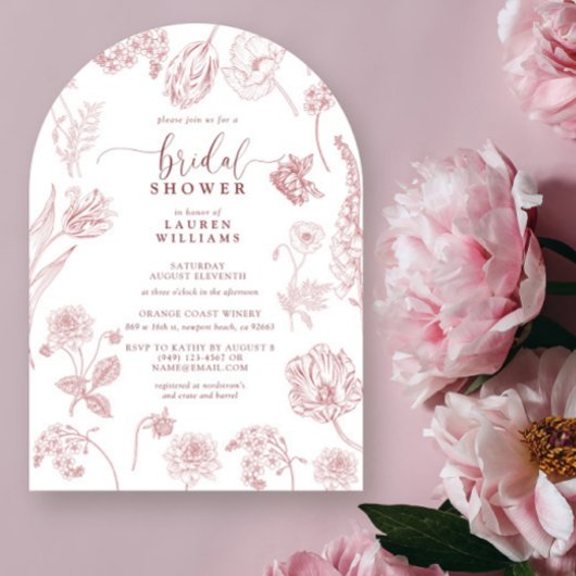 Roos Floral Script Vrijgezellenfeest Kaart