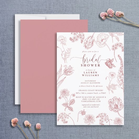  Roos Floral Script Vrijgezellenfeest Kaart