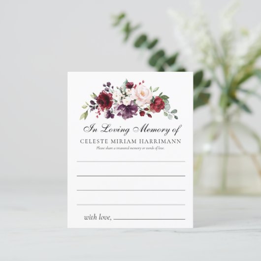 Roos Floral Share a Memory Funeral Attendance Kaar (Staand voorkant)