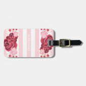 Roos Floral Stripes Bagagelabel (Voorkant horizontaal)