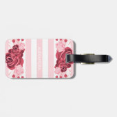 Roos Floral Stripes Bagagelabel (Achterkant horizontaal)