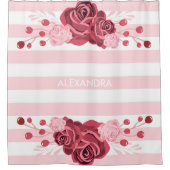 Roos Floral Stripes Douchegordijn (Voorkant)