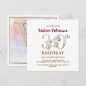 Roos Floral V 30th Birthday Party Invitation Kaart (Voorkant / Achterkant)