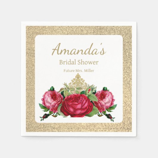  Roos Floral Vrijgezellenfeest Servet (Voorkant)