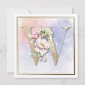 Roos Floral W 60th Birthday Party Invitation Kaart (Achterkant)