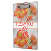 Roos Floral Waterverf Sinaasappel Volg je Joy Klembord (Links)