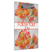 Roos Floral Waterverf Sinaasappel Volg je Joy Klembord (Rechts)