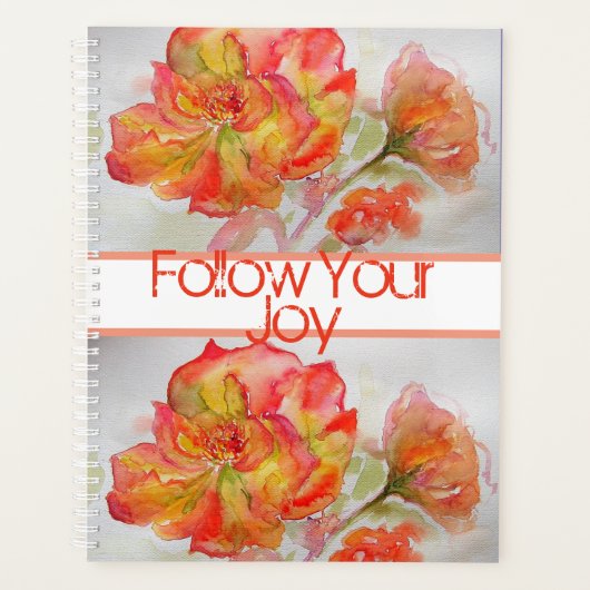 Roos Floral Waterverf Sinaasappel Volg je Joy Planner (Voorkant)