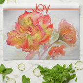 Roos Floral Waterverf Sinaasappel Volg je Joy Theedoek (Gevouwen)