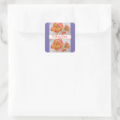 Roos Floral Waterverf Sinaasappel Volg je Joy Vierkante Sticker (Tas)