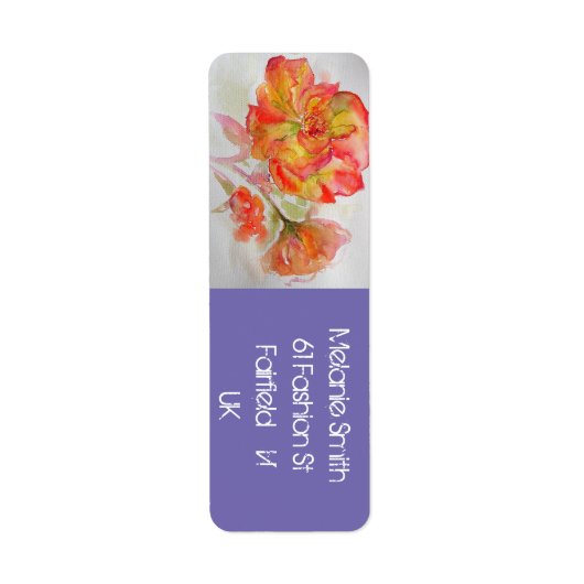 Roos Floral Waterverf Sinaasappel volg je niet Etiket (Voorkant)