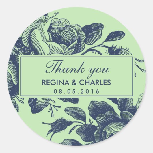  Roos Floral Wedding Dank je Sticker (Voorkant)