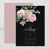 Roos Floral Wedding Kaart (Voorkant / Achterkant)