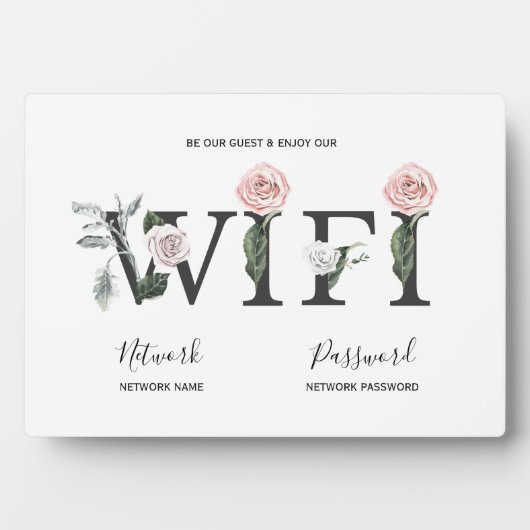 Roos Floral WIFI Guest Password Fotoplaat (voorkant)