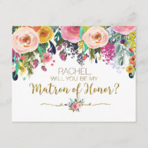 Roos floral will you be my Matron of Honor Card
