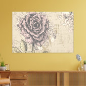  Roos Floral Wrapped Canvas (Insitu (Woonkamer))