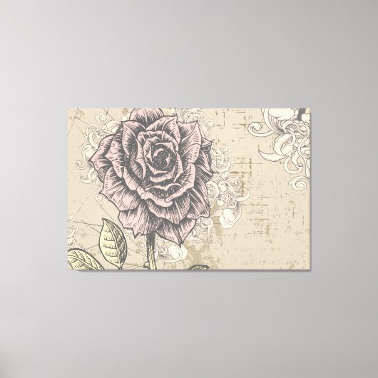  Roos Floral Wrapped Canvas Afdruk (Voorkant)