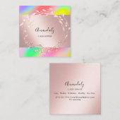 Roos Floral Wreath Elegant Event Holographic Vierkante Visitekaartje (Voorkant / Achterkant)