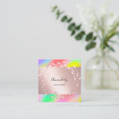 Roos Floral Wreath Elegant Event Holographic Vierkante Visitekaartje (Staand voorkant)