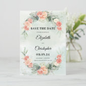 Roos Floral Wreath Eucalyptus Greenery Save The Date (Staand voorkant)