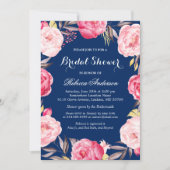 Roos Floral Wreath Navy Blue Vrijgezellenfeest Kaart (Voorkant)