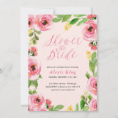 Roos Floral Wreator Bridal Shower Invitation Kaart (Voorkant)