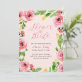 Roos Floral Wreator Bridal Shower Invitation Kaart (Staand voorkant)
