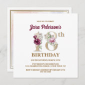 Roos Floral Z 18th Birthday Party Invitation Kaart (Voorkant / Achterkant)
