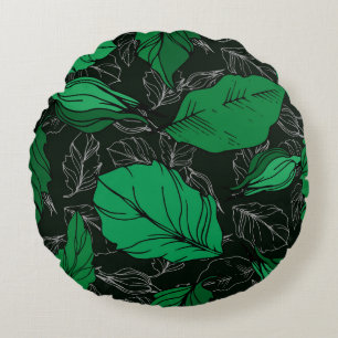 roos florale botanische bloemen. Wild spring leaf Rond Kussen