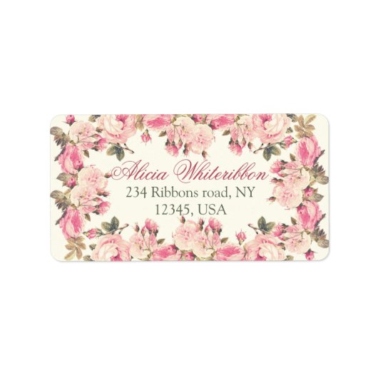  roos florale gepersonaliseerde adresetiketten etiket (Voorkant)