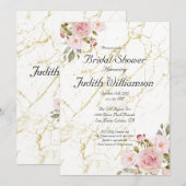 Roos Florals Editable Bridal Shower-uitnodiging Kaart (Voorkant / Achterkant)