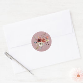 Roos Florar met roze Antische roze Waterverf Ronde Sticker