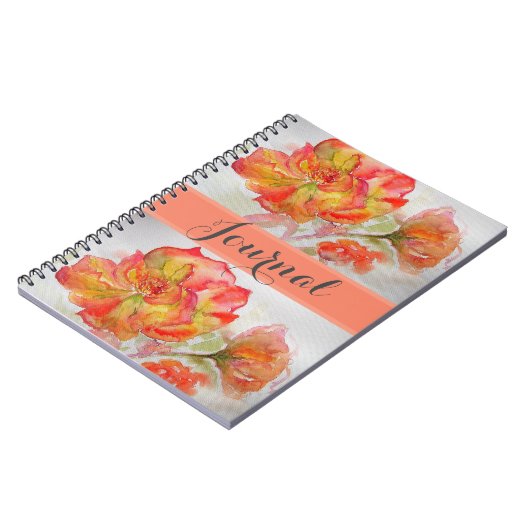 Roos Florenz Waterverf Oranje Perzikroze Notitiebo Notitieboek (Linkerzijde)