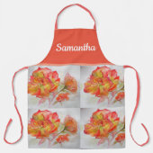 Roos Florenz Waterverf Oranje Perzikroze Notitiebo Schort (Voorkant)