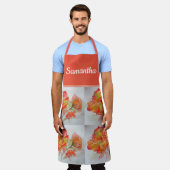 Roos Florenz Waterverf Oranje Perzikroze Notitiebo Schort (Gedragen)