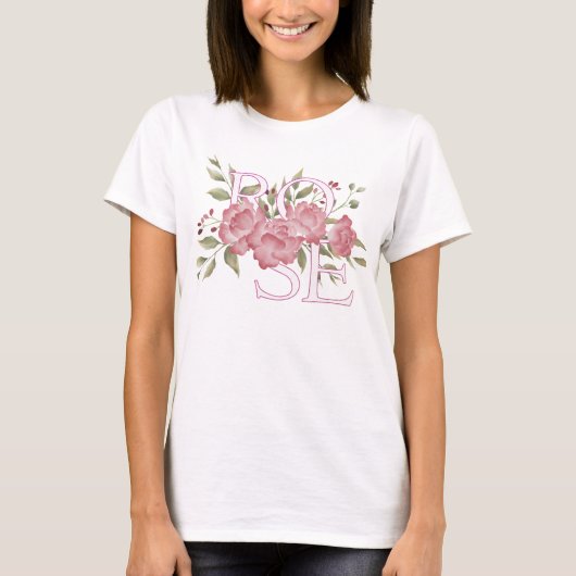 Roos Flower Art Design T-shirt (Voorkant)