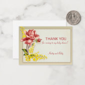 Roos Flower Dank u Notitiekaartje (Voorkant / Achterkant in situ)