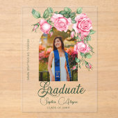 Roos Flower Garden Foto Afstuderen Uitnodiging (Voorkant)