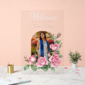 Roos Flower Garden Foto Afstuderen Welkom Acryl Bord (Huwelijk)