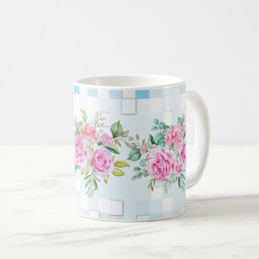 Roos Flower Mok-11 oz-Durable Keramische Koffie Mo Koffiemok (Voorkant rechts)