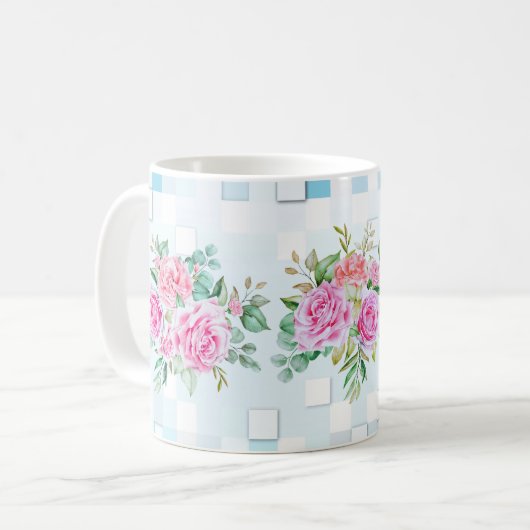 Roos Flower Mok-11 oz-Durable Keramische Koffie Mo Koffiemok (Voorkant links)