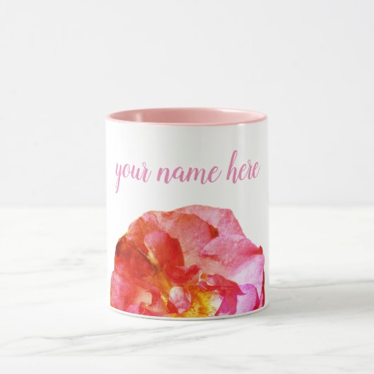 Roos Flower Photo, jouw naam Combo Mok toevoegen (Midden)