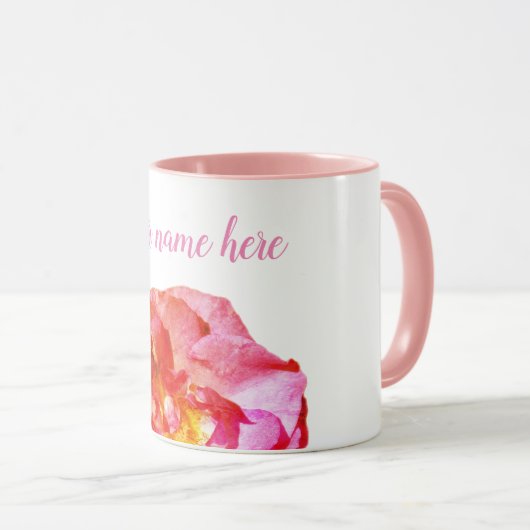 Roos Flower Photo, jouw naam Combo Mok toevoegen (Voorkant rechts)