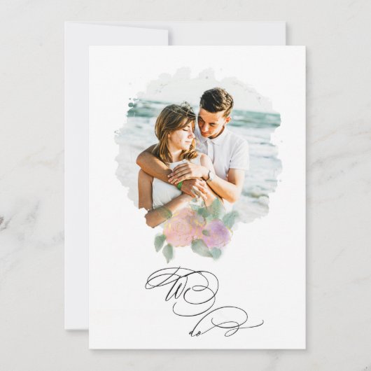 *~* ROOS Flower PHOTO RSVP + QR AR6 Wedding Invit Kaart (Voorkant)