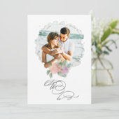 *~* ROOS Flower PHOTO RSVP + QR AR6 Wedding Invit Kaart (Staand voorkant)