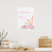 Roos Flower Poppin Champagne Baby shower Welkom Poster (Keuken)