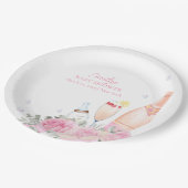 Roos Flower Poppin Champagne Bottles Baby shower Papieren Bordje (Gekanteld)