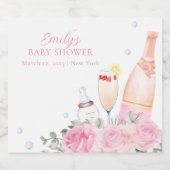 Roos Flower Poppin Champagne Bottles Baby shower Sparkling Wijnetiket (Enkel label)